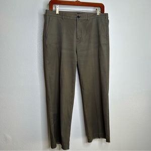 ATM Army Green Cotton Stretch Straight Leg Trouser Pant Raw Hem 6